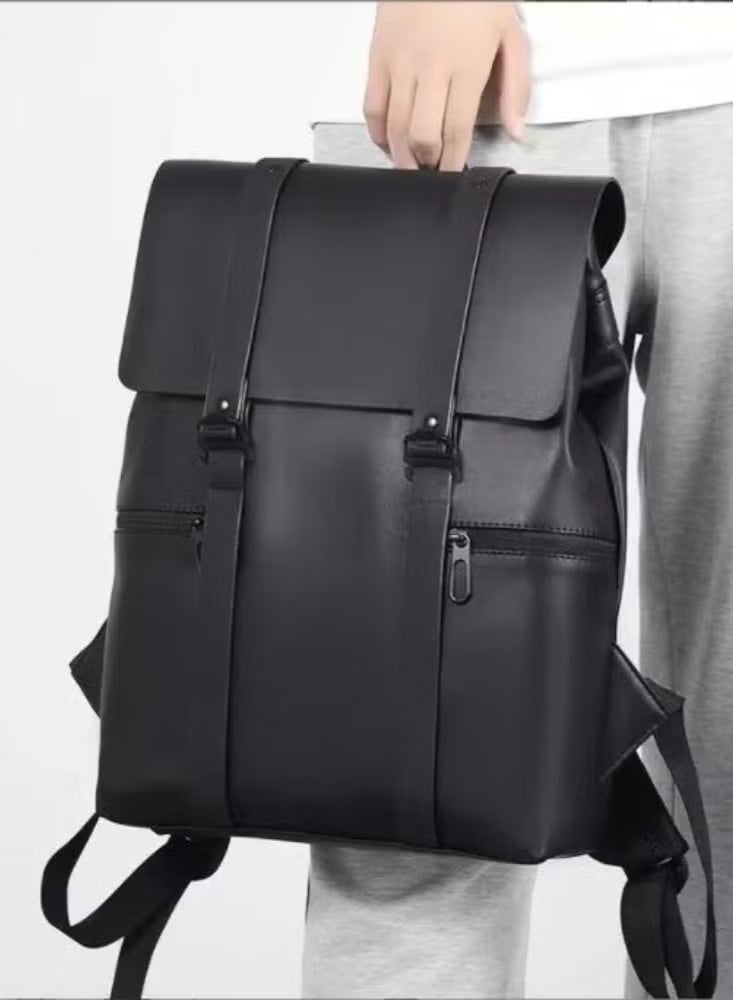 Sleek Black Buckle - Strap Backpack - Image 5